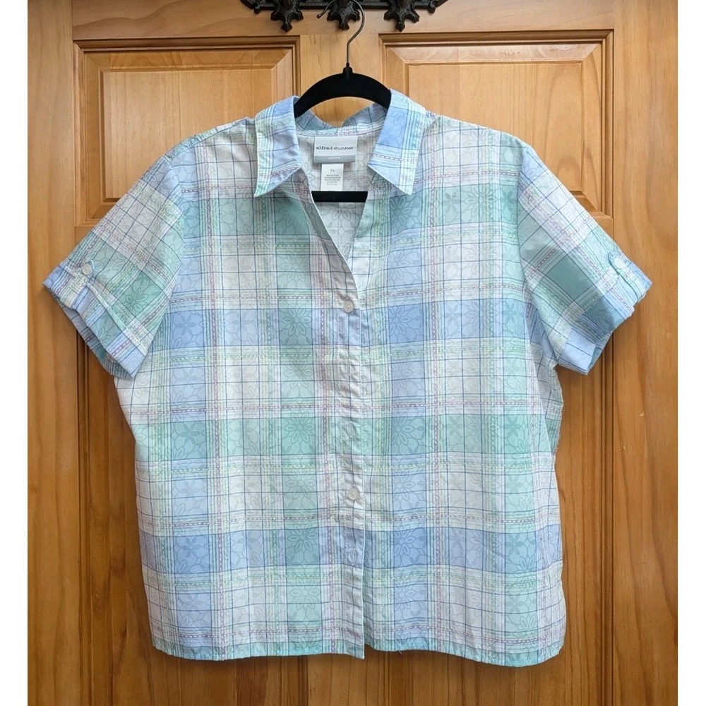 Alfred Dunner Women Shirt PL Petite Large Button-Down Front Workwear Collared